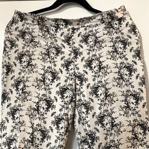 Floral Black and White Dress Pants